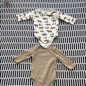 H&M Cream and Tan Bodysuits Set with Long Sleeves